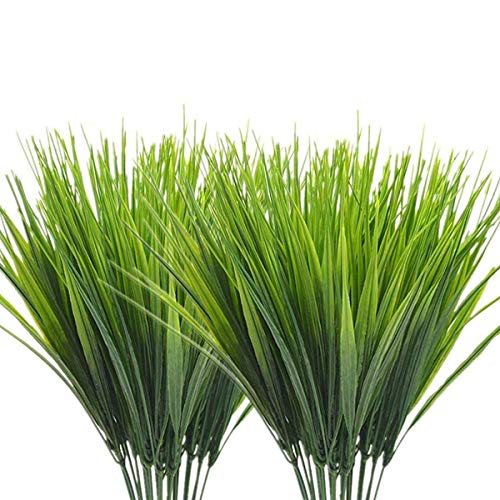 CATTREE Artificial Wheat Grass, Plastic Plants Shrubs Bushes Fake Green Leaves Wedding Indoor Outdoor Home Garden Verandah Kitchen Office Table Centerpieces Arrangements Christmas Decoration 5 pcs - color: Wheat Grass 5pcs