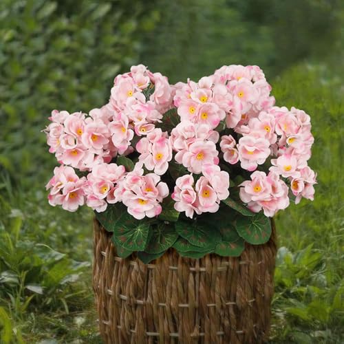 CITYES 8 Pcs Artificial Geraniums Flowers Pink Silk Geraniums for Outdoors UV Resistant Artificial Geranium Bush Faux Flowers Plants Geraniums for Garden Home Decor Indoor Patio Vase Table Centerpiece - color: Light Pink