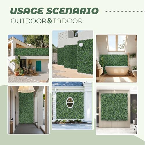 TTTM Artificial Boxwood Hedge Roll: 40"x120" UV-Resistant Faux Green Ivy Leaves Grass Wall Panel Fence for Indoor/Outdoor Privacy Screen, Wedding Backdrops, and Home Greenery Wall Decor - size: 40"X120"