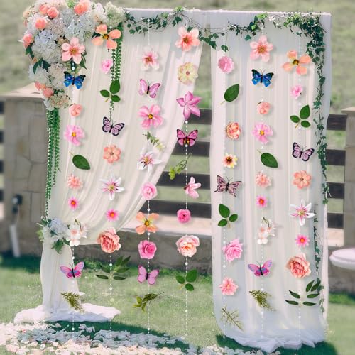 kockuu 10PCS 7.2FT Artificial Flowers Garlands Hanging Decorations, Wildflower Floral Banners Backdrop for Spring Garden Wedding Valentine's Day Baby Shower Birthday Party Decor, Pink - color: Pink, size: 10pcs
