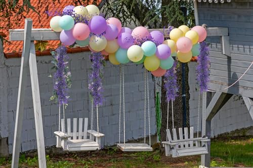 RECUTMS Artificial Hanging Vines Garland Fake Plant Greenery Faux Ferns Leaves Ivy Garland 2Pcs 5.6Ft for Summer Spring Home Indoor Outdoor Wedding Table Centerpiece Graduation Party Decor(Purple) - color: Purple-garland