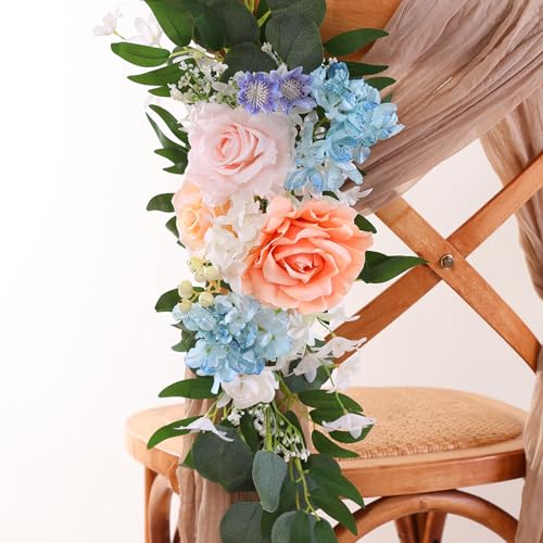 Garisey Artificial Flowers Combo for DIY Wedding Bouquets Combo Centerpieces Arrangements Party Bridal Baby Shower Home Decorations-Blue&White - color: Blue&white