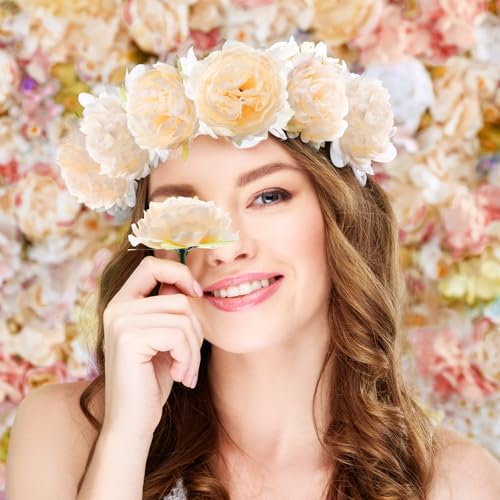 Thiccywoov 50 Pcs Artificial Flowers, 3.2 Inches Silk Rose Head Flowers Fake No Stem for Wedding Bridal Bouquet Home Floral Decor DIY Centerpieces Arrangements Party Tables Decoration(Champagne) - color: Champagne
