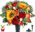 MUVIC Artificial Cemetery Flowers for Outdoor Grave Decorations，Memorial Flower- Realistic Sunflower Rose - Sympathy Bouquet