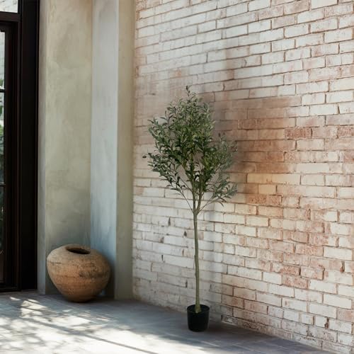XBrand 59.1-Inches Artificial Olive Tree in Pot for Indoor Outdoor Home Office Store, Great Housewarming Gift - color: Olive Tree, size: 4ft 11in