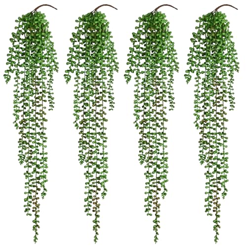 Waipfaru 8Pcs Artificial Hanging Plants, Fake Vines Fake Hanging Plants for Outdoors UV Resistant Ivy Artificial Plants Outdoor Faux Plants Indoor Bedroom Living Room Boho Wall Porch Shelf Decor - color: Tears of a Lover, size: 8Pcs Plants