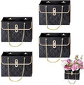 NADUSEP 4 PCS Flower Paper Gift Bag, Bouquet Storage Bucket Florist Handbag with Metal Chain Flower Boxes, Gift Wrap Bag for Arrangements Graduation Wedding Birthday Anniversaries Party, Valentine's Day, Mother's Day Bridal Shower, Anniversary, Thanksgivi
