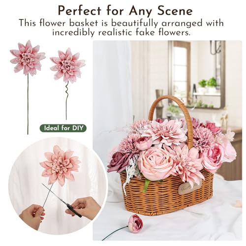 Artificial Flowers Dusty Pink Silk Roses, Fake Flowers for DIY Wedding Bouquets Bridal Shower Centerpieces, Floral Arrangements for Table Decorations Birthday Party Home Decor Indoor Outdoor - color: Vintage Pink