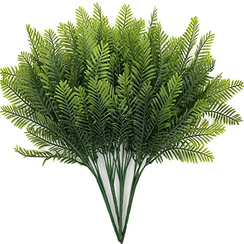PASYOU Artificial Boston Fern Plants Decor, Fake Shrubs Greenery Leaves Plant Bamboo UV Resistant for Outdoors Indoor Hanging Planter Front Porch Garden Farmhouse Decoration 4 Pack - color: Boston Fern - 4 Pack