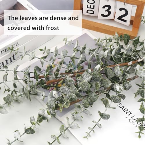 Zythrem Artificial Eucalyptus Stems Fake Branches for Vases Realistic Plastic 40" Long Faux Greenery Stems for Tall Vase Filler Home Bathroom Office Table Centerpieces Bedroom Decoration 3PCS - size: 40