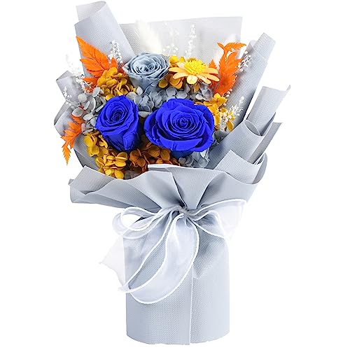 lovenfold Flowers for Delivery Prime,Preserved Flowers Bouquets,Blue Rose Bouquets That Last 1-3 Years,Birthday Flowers Gifts for Women Mom Grandma Wife Friends - color: BLUE
