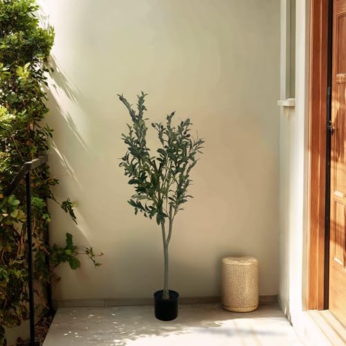 XBrand 4ft Artificial Olive Tree, Realistic Faux Olive Plant for Indoor Decor - color: Olive Tree - 4ft