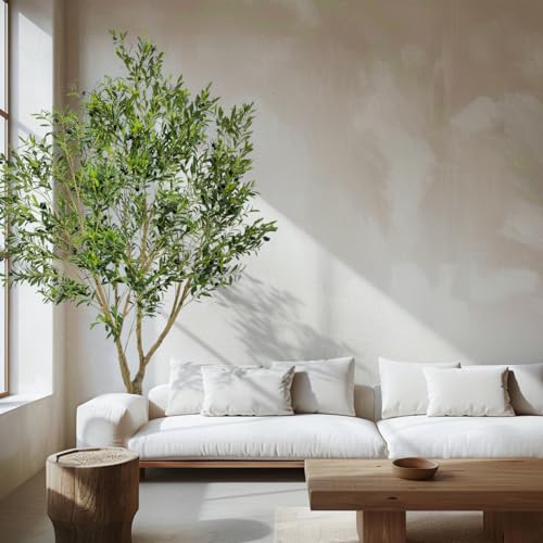 8ft Tall Artificial Olive Potted Tree | Foliage: Designed with lush natural leaves and realistic olive fruits, crafted from premium silk material - size: 8ft 2in
