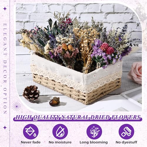Layhit 12 Pcs Boho Dried Flower Bouquet Mini Wedding Handmade Dry Flowers Decor for Vase Crafts DIY Photo Boutonniere for Men Floral Plant for Bridesmaid Gift Birthday Decor(Romantic) - style: Lavender