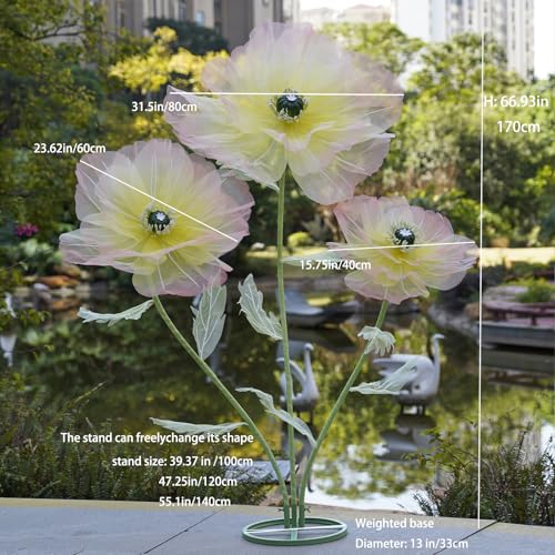 Giant Artificial Flowers for Decoration with Stand,Extra-Large Gradient Yellow to Pink Faux Bloom Display for Wedding Decor,Event Backdrops, Storefront Styling & Home Interior Decoration - color: Yellow to Pink Gradient