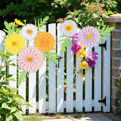 SUNBEAUTY Daisy Party Decorations, Paper Flowers, Flower Wall, Purple Yellow Flowers Wall Hanging, 1st Birthday Bridal Baby Shower Wedding Classroom Tea Party Daisy Décor 10" 7" 5" Pack of 12 - color: Purple Pink Flowers