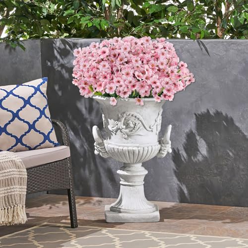 24 Bundles Artificial Flowers for Outdoors, Realistic Fake Silk Flowers for Outside Decoration, No Fade Faux Plants Outdoor Planter Window Box Porch Patio Decor(Pink) - color: Pink, size: 24PCS