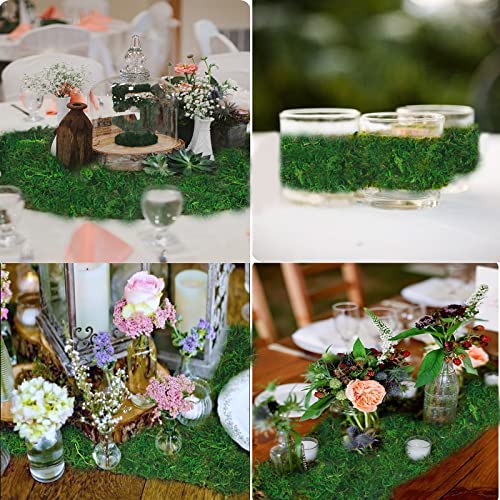FAICOIA 2 Pcs Floral Moss Roll Rug 4" x 48" Dried Moss Mat for Crafts Table Runner Fairy Gardens Wedding Woodland Decor Preserved Green Moss Sheets for Forest Decoration Carpet Grass Wall 10x120cm - color: 2 Pcs 4 X 48 Inch/10 X 120 Cm
