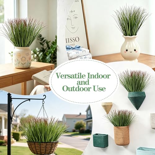 FOIMAS 24pcs Artificial Grass Plants,9.84" Faux Shrubs Wheat Grass Greenery Stems Fake Plants for Indoor Outdoor Home Decoration - size: 9.84