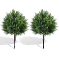27.6'' Artificial Cedar Topiary Trees with Spikes, Set of 2 Fake Pine Shrubs Bushes Plants UV Resistant Evergreen Faux Cypress Tree for Planter Front Porch Outdoor Spring Decor Pot Fillers - size: 27.6inch-cedar