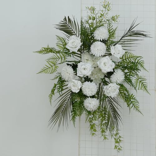 Efavormart Ivory Wedding Arch Swag, Timeless Artificial Ivory Rose and Chrysanthemum Floral Arrangement for Classic Ceremonies and Backdrop Styling - color: Ivory Arch02