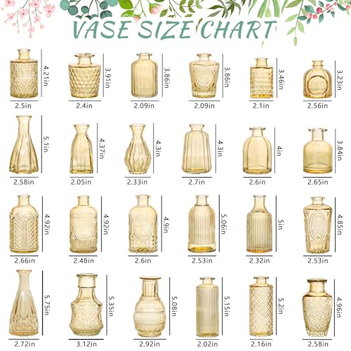 SUPMIND 24pcs Glass Bud Vase Set, Small Gold Amber Flower Vases for Centerpieces in Bulk, Mini Vintage Vase for Wedding, Home,Table Decoration - color: Gold Amber, size: 24Pcs
