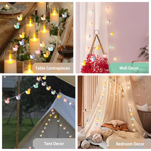 Mini Ducks String Lights USB Plug-in or Battery Operated Remote Timer 10ft 40LEDs Tiny Fairy Light for DIY Dollhouse Decor Micro Landscape Aquarium Craft Charms Birthday Gift Party Favor - style: Duck