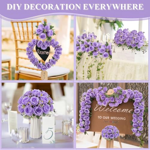 8 Bundles Artificial Peonies Flowers Boho Faux Flowers Arrangements Artificial Centerpiece Spring Bouquet Floral Wedding Decoration for Vase (Purple) - color: Purple