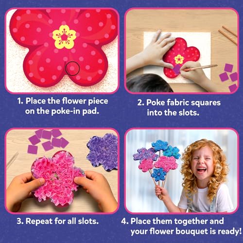 Skillmatics Poke-in Art - Flower Bouquet, DIY Wood Craft Kit, Mess-Free Creative Play for Girls and Boys Ages 4, 5, 6, 7, 8, 9, Fine Motor Skills, Screen-Free Fun - style: 2. Flower Bouquet