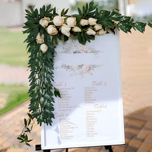 3 Strands Odorless Artificial Olive Leaf Vines, 73'' Silk Ivy Vine Garland with Green Leaves, Fake Hanging Plants Greenery Decor for Home, Bedroom, Wall, Party, Wedding Decoration. - color: Green 4
