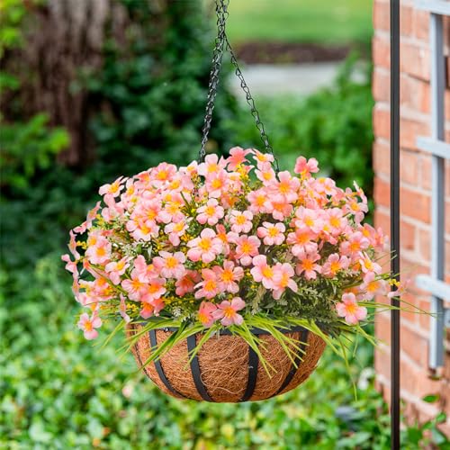 36pcs Faux Plants Outdoor, Uv Resistant Artificial Plants Outdoor Fake Flowers Plants Plastic Greenery Shrubs for Outside Window Box Garden Patio Porch Home Decor (Mixed Pink) - color: Pink, size: 36 Pcs