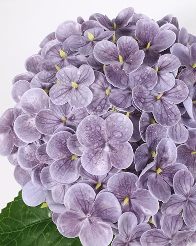 DuHouse 3Pcs Large Hydrangea Artificial Flowers,20 inch Latex Real Touch Hydrangeas Lifelike Hydrangea Flower for Home Wedding Bouquets Centerpieces Party Living Room Decoration(Light Purple) - color: Light Purple, size: 3pcs
