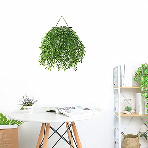 Artificial Plants Hanging, for Christmas Decorations Fake Vines Plastic Ivy Greenery Garland Faux Vine Grass Flowers Leaves Outdoor Indoor Home Garden Party Wedding Bedroom Wall Decor - Green 4 Pack - color: Hanging Willow/ 4 Pack