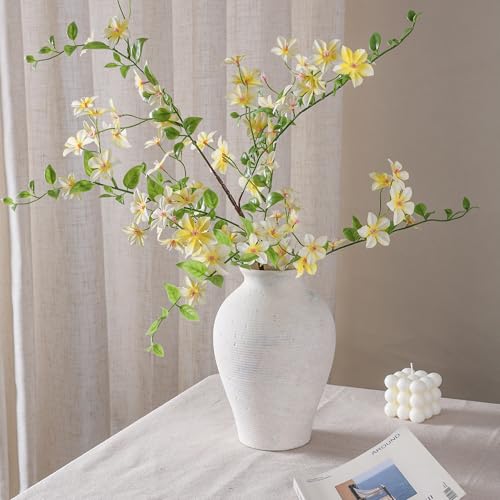 Ceramic Flower Vase Home Decor, 9 in Farmhouse Table Vase Rustic Vintage Living Room Kitchen Bedroom Pottery Decorative Vases for Flowers House Shelf Office Coffee Desk Dining Entryway Decor, White - color: 9 in - Antique White