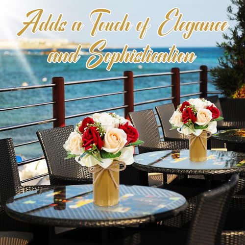 Rustic Vase for Table Centerpieces 4.33 Inch Small Petite Flower Vase with Twine Bow Vintage Farmhouse Decor for Wedding Reception Dining, Home Galvanized Metal Buckets(Gold,12 Pcs) - color: Gold