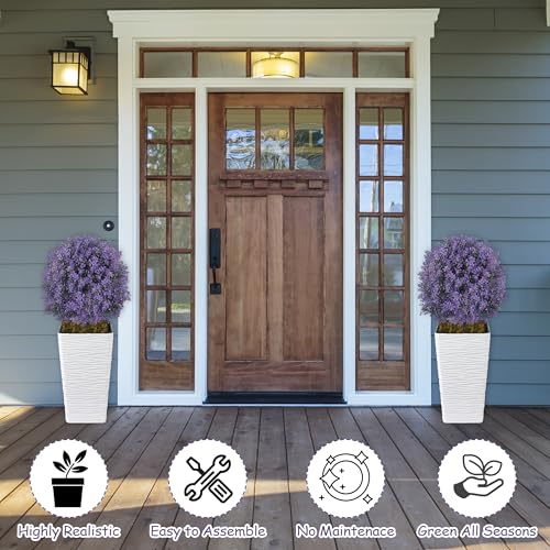 Sunnyglade 25.5" Set of 2 Artificial Lilac Flowers Tree, Faux Lilac Shrub Bushes with Ground Spike, UV Resistant Fake Delphinium Antirrhinum for Indoor, Garden, Yard, Porch, Patio Decor (Purple) - color: Purple