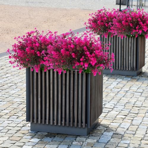 Boxwood Springs, Artificial Flowers Fake Outdoor UV Resistant Boxwood Plants Shrubs 10 Packs, Faux Plastic Greenery for Hanging Planter Home Office Wedding Farmhouse Indoor Outside Decor(Fuchsia) - color: Fuchsia, size: 10 Pcs