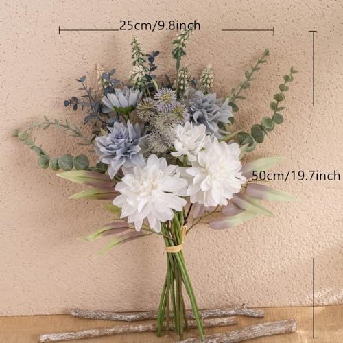 KIRIFLY Artificial Fake Flowers Plants Silk Flower Arrangements Wedding Bouquets Decorations Plastic Floral Table Centerpieces for Home Kitchen Garden Party Décor (Purple White)