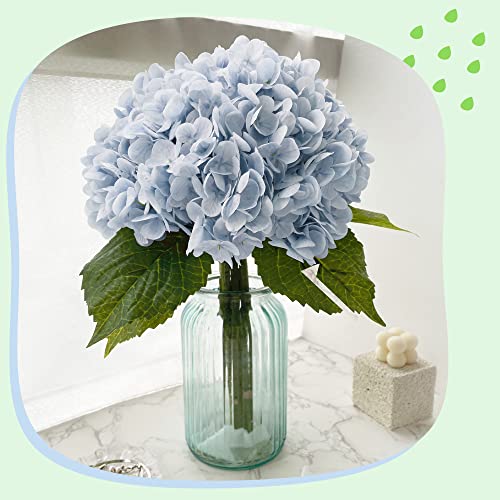 Yatim 21In Blue Artificial Hydrangea Flowers 5 Pcs Real Touch 3D Print Latex Flowers for Wedding Centerpieces Bouquets DIY Floral Decor Home Decoration with Stems - color: Blue