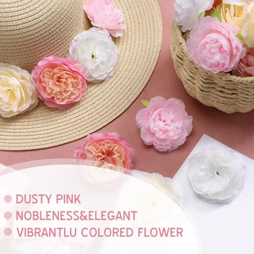 Thiccywoov 50 Pcs Artificial Flowers, 3.2 Inches Silk Rose Head Flowers Fake No Stem for Wedding Bridal Bouquet Home Floral Decor DIY Centerpieces Arrangements Party Tables Decoration(Pink Yellow) - color: Pink Yellow