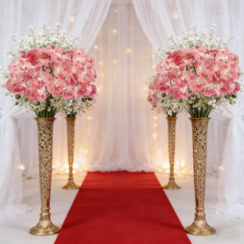HCTCPALS Artificial Flowers for Outdoors 6 Pcs Orchids Plant Realistic Silk Fake Flowers for UV Resistant Faux Plants Outdoor Indoor Outside Front Porch Hanging Planter Decoration-38" Pinkish-White - color: Orchid Pinkish-white