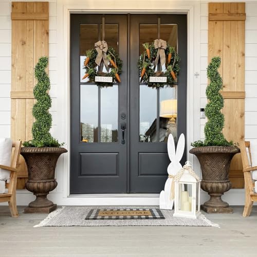 4ft Spiral Topiary Trees Artificial Outdoor Set of 2 – UV Resistant Faux Boxwood Plants for Outdoor Planters, Fake Bushes & Shrubs for Front Porch Outside Decor (4 Foot/48 Inch) - color: Light Green, size: 4ft