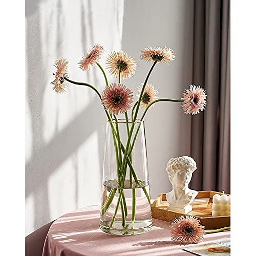Clear Glass Flower Vase with Gold Mouth for Centerpieces Home Wedding Decoration (1, Large 5.2" x 9.9“) - size: Large 5.2\" x 9.9“