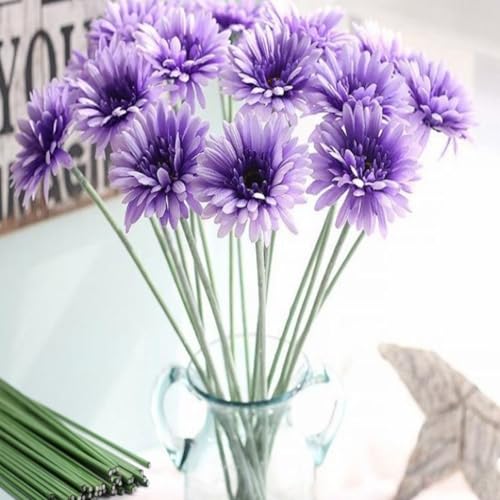 50pcs Floral Wire Stems, 2 Gauge Flower Stems, 16 Inch Green Floral Stem Wire for Paper Wrapped Wreath Making Supplies.