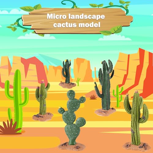 EOIVSH Desert Animal Figurines Set with Model Cactus - Artificial Greenery Plant Fake Cacti - Desert Diorama Project - Great for Sand Table Landscape Scene Accessories Decoration - style: Cacti