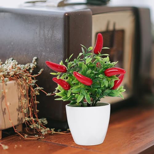 PRETYZOOM 2pcs Pepper Pepper Tree Bonsai oncini Bonsai Tree Fake Artificial Potted Plant Kitchen Decor Fake Fake s