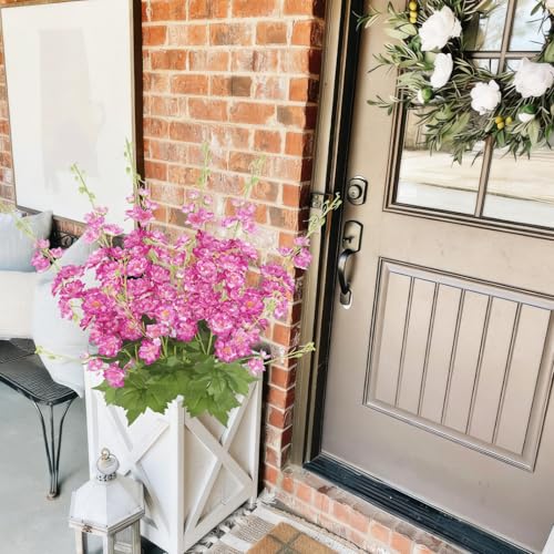 3 Pcs Delphinium Artificial Flowers 40" Long Stem Silk Larkspur Flowers Bulk Magenta Faux Delphinium Stems for Tall Floor Vase Wedding Floral Arrangement Centerpieces Outdoor Home Decor Indoor - color: Magenta
