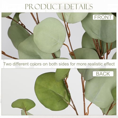 Green Eucalyptus Stems 34" Long Silver Dollar Leaves - 5 Pcs Silk Stems for DIY Bouquet Arrangements, Centerpieces, Shower Decorations - Artificial Spray - color: Green