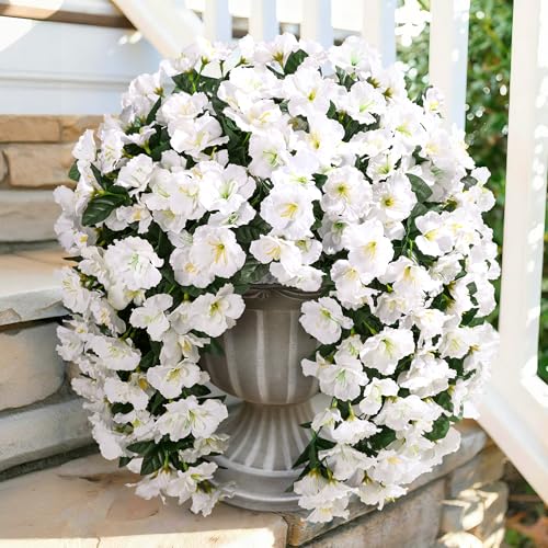Ivydale Hibiscus Artificial Fake Hanging Flowers Plants for Outdoor Spring Decoration, 2PCS UV Resistant Faux Hibiscus Silk Flowers Realistic Look Real for Planters Outside Porch Patio Yard, White - color: A-white, size: 2pcs
