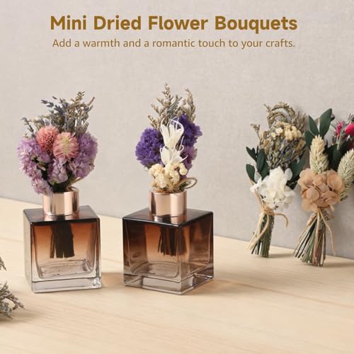 12 Pcs Mini Dried Boho Flower Bouquets - Bohemian Wedding Boutonniere Decors, Rustic Floral Arrangements, Small Natural Dried Flowers for Crafts, Vases, Handcrafted with Jute Twine